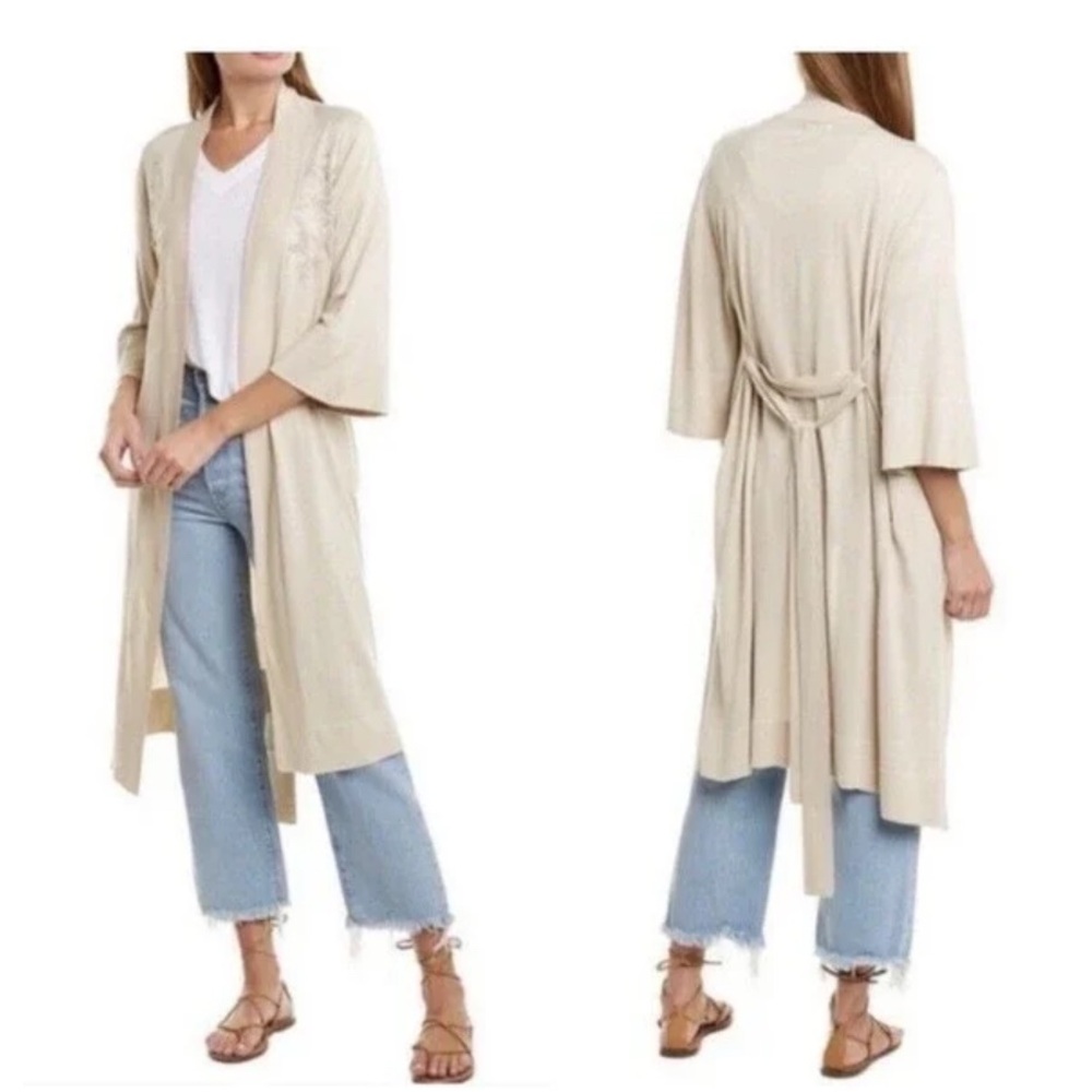 Johnny Was silk cashmere duster belted cardigan kimono size L excellent …